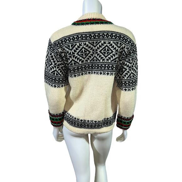 Vintage Norwegian Nordstrikk Wool Fair Isle Cardigan Pewter Toggles Unisex S/M - Picture 3 of 11